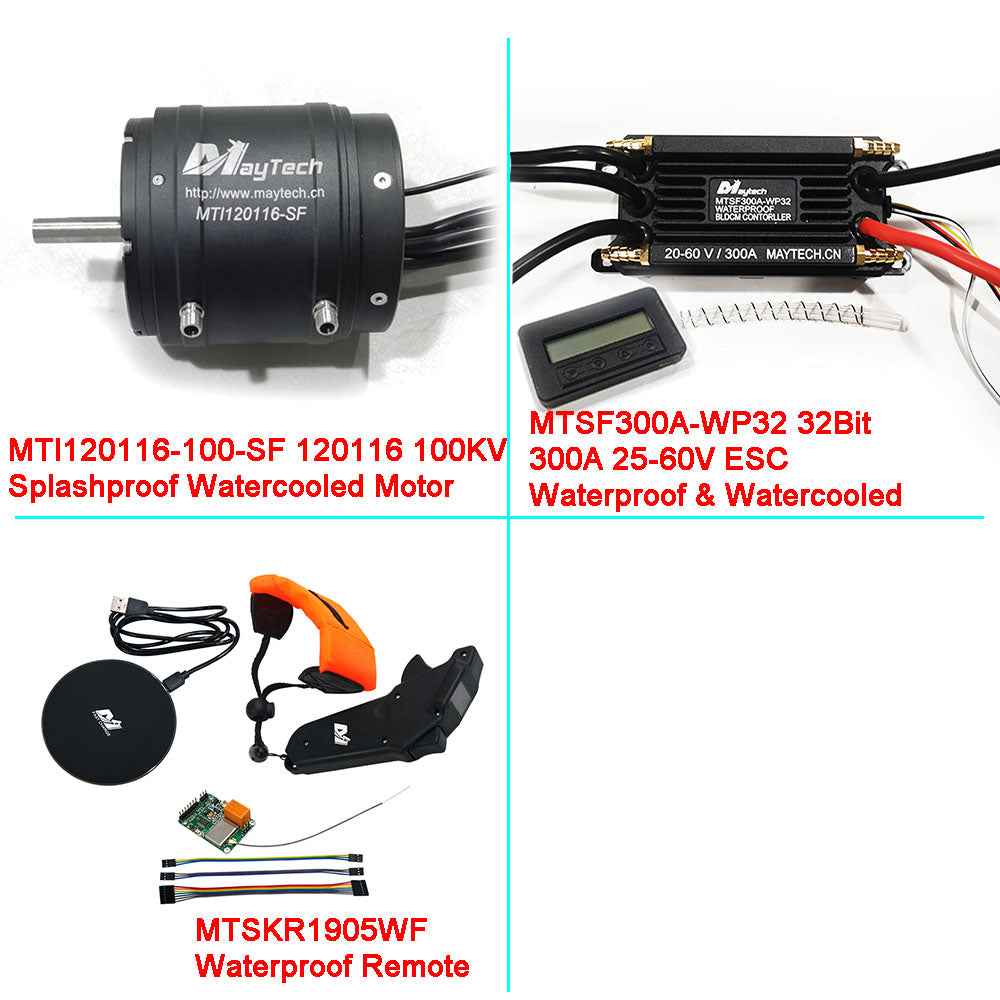 Maytech Electric Surfboard Jet ski Kits 120116 Motor + 300A 32Bit ESC + 1905WF Remote + MTS2009AS Switch + 12V 30W Water Pump