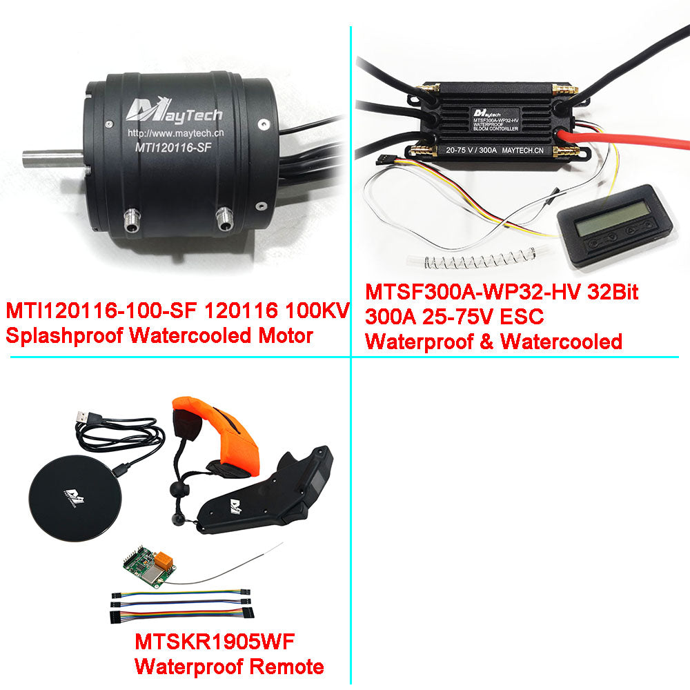 Maytech Electric Surfboard Jet ski Kits 120116 Motor + 300A 32Bit ESC + 1905WF Remote + MTS2009AS Switch + 12V 30W Water Pump