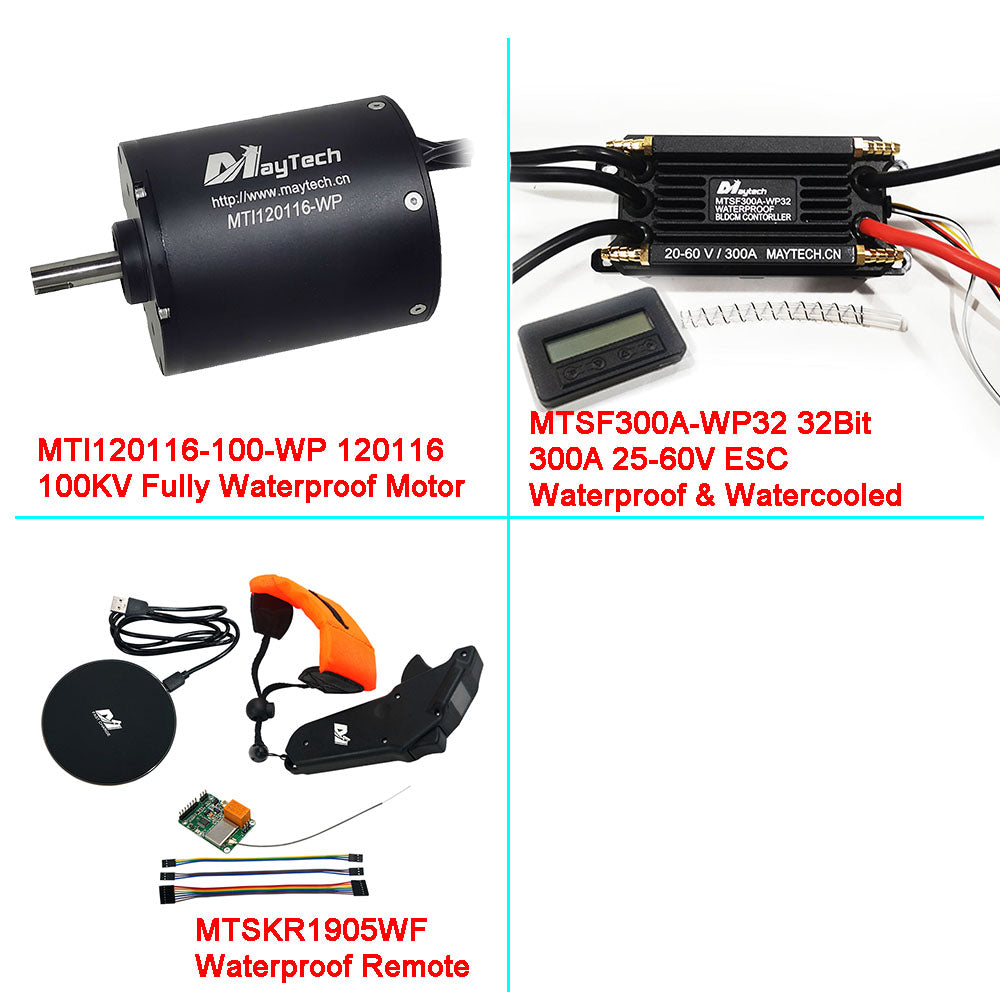 Maytech Electric Surfboard Jet ski Kits 120116 Motor + 300A 32Bit ESC + 1905WF Remote + MTS2009AS Switch + 12V 30W Water Pump