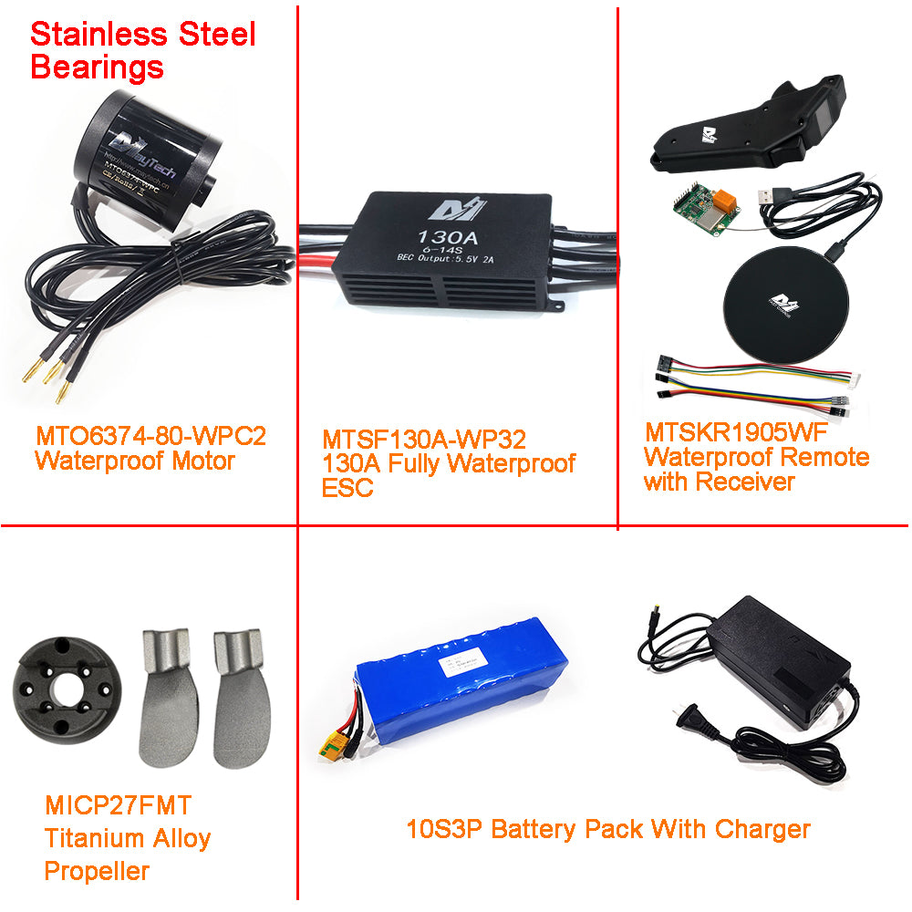 Eco Kit - Efoil DIY Foil Assist Kit ( 6374 80KV Waterproof Motor +130A Fully Waterproof ESC + MTSKR1905WF Waterproof Remote )