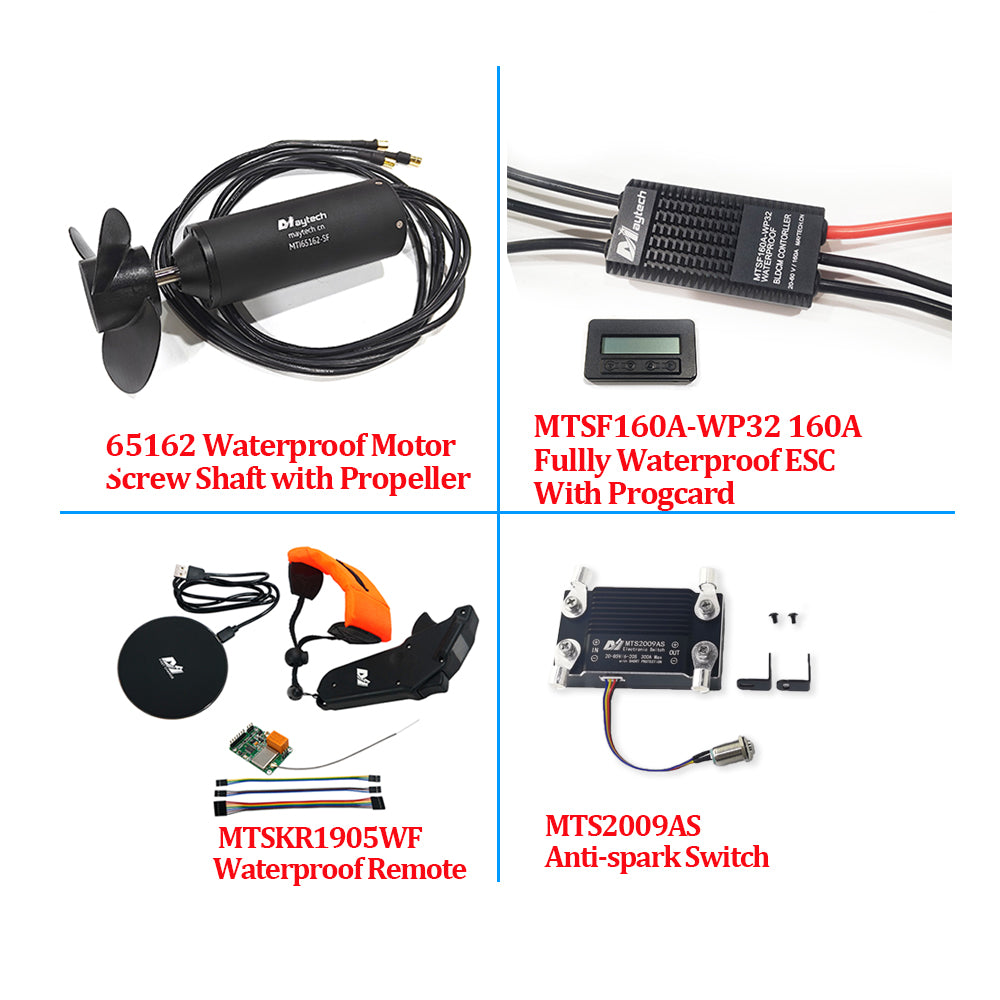 Maytech Light Weight Efoil Kit ( 65162 Waterproof Motor + Waterproof 160A ESC+ V2 Remote ) With or Without Anti-spark switch