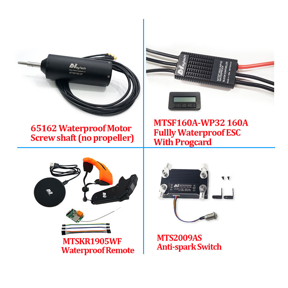 Maytech Light Weight Efoil Kit ( 65162 Waterproof Motor + Waterproof 160A ESC+ V2 Remote ) With or Without Anti-spark switch