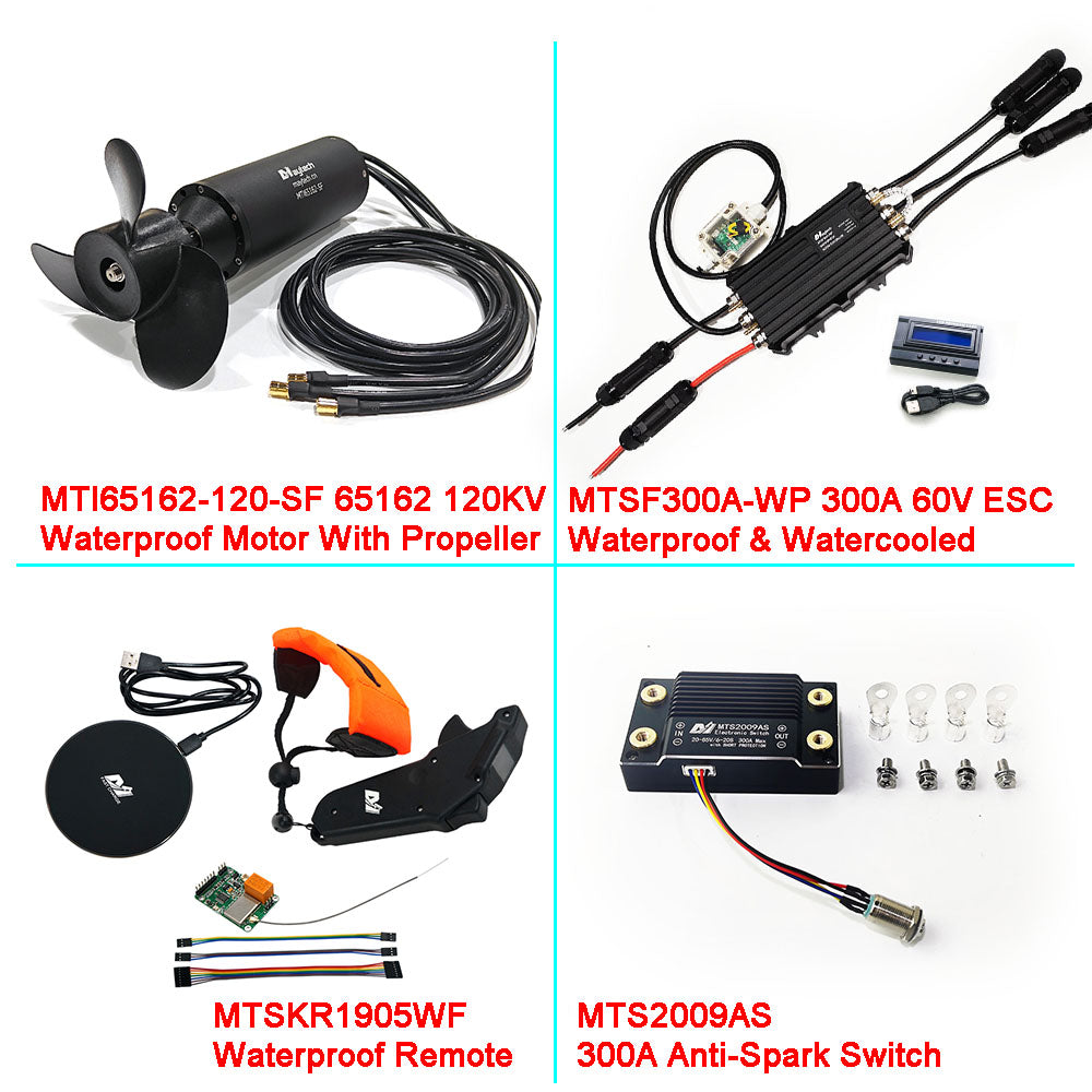 Maytech Fully Waterproof Efoil Kits MTI65162 Motor + 300A ESC + 1905WF Remote + MTS2009AS Switch + 12V 30W Water Pump