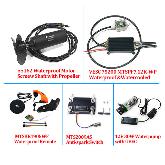 Maytech Efoil Kit ( 65162 Waterproof Motor + Waterproof VESC75200 + V3 Remote ) With or Without Anti-spark switch or Waterpump