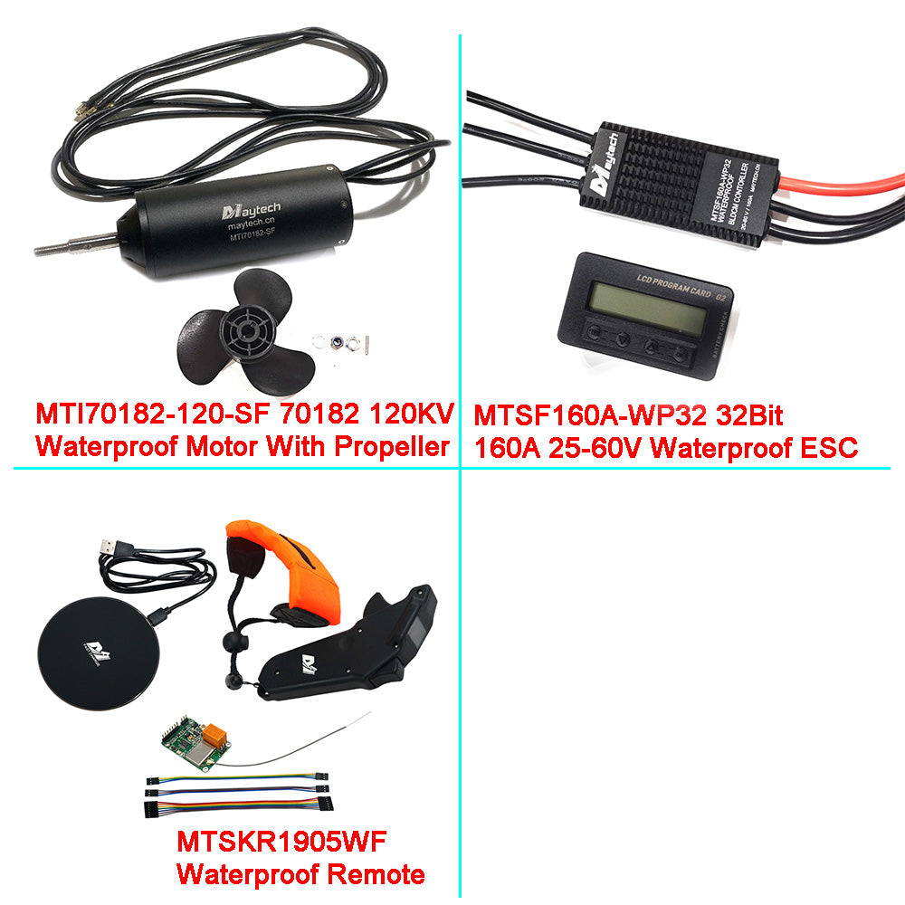 Maytech Light Weight Efoil Kit ( 70182 Waterproof Motor + Waterproof 160A ESC+ V2 Remote ) With or Without Anti-spark switch