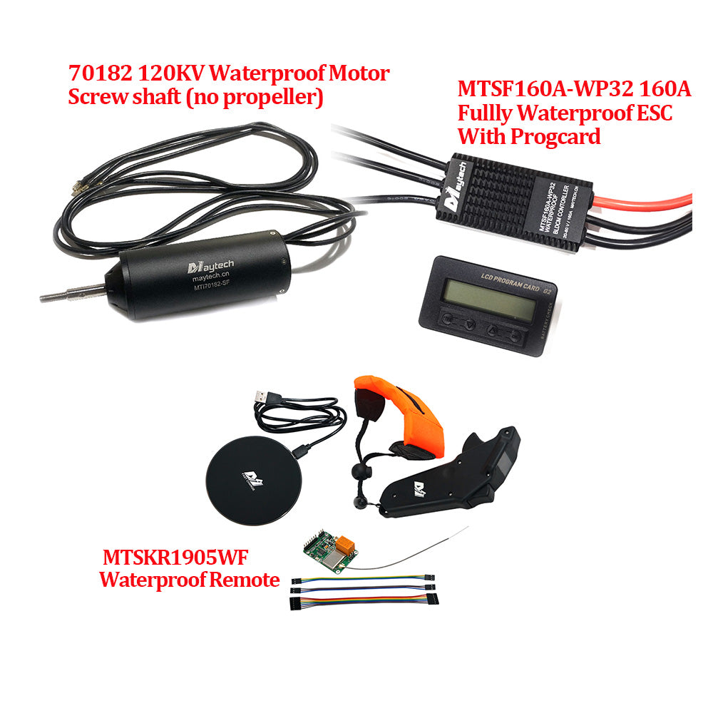 Maytech Light Weight Efoil Kit ( 70182 Waterproof Motor + Waterproof 160A ESC+ V2 Remote ) With or Without Anti-spark switch