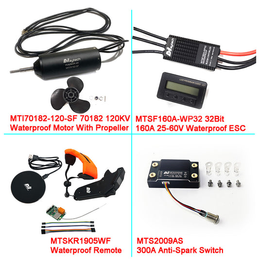Maytech Light Weight Efoil Kit ( 70182 Waterproof Motor + Waterproof 160A ESC+ V3 Remote ) With or Without Anti-spark switch