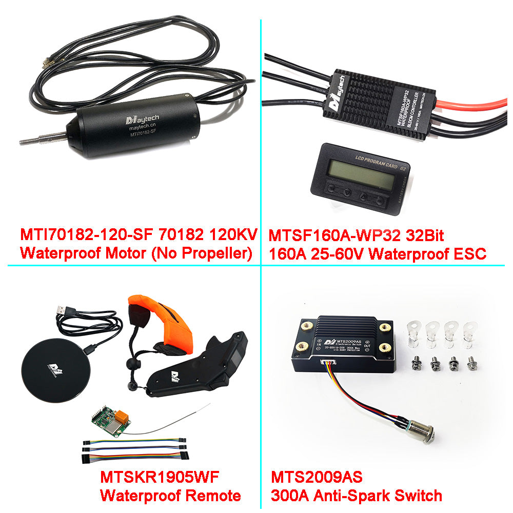 Maytech Light Weight Efoil Kit ( 70182 Waterproof Motor + Waterproof 160A ESC+ V2 Remote ) With or Without Anti-spark switch