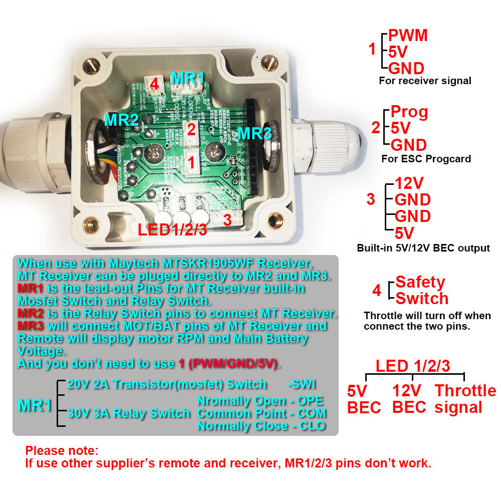 Maytech Electric Surfboard Jet ski Kits 120116 200KV Motor + 500A Waterproof Watercooled ESC + 1905WF Remote