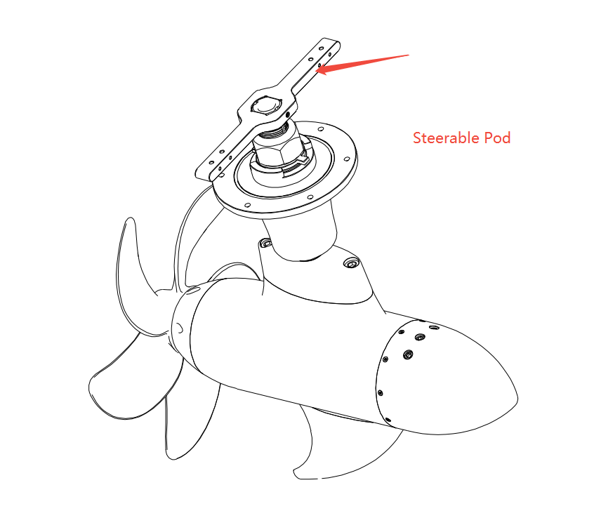 12,500W 198KG Thrust Maytech MTED120 Electric Steerable POD Drive Motor With Propeller For Sailboats Electric Hydropfoil Boat