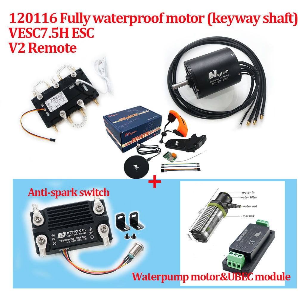 Maytech Electric Surfboard Jet ski Kits 120116 Motor + Watercooled 300A VESC based ESC + V3 Remote