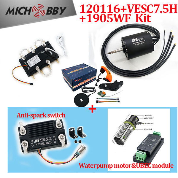 Maytech Electric Surfboard Jet ski Kits 120116 Motor + Watercooled 300A VESC based ESC + V3 Remote