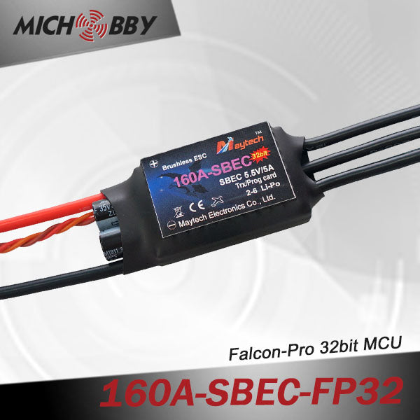 160A 6S FP Brushless ESC 32bit Speed Controller for RC Airplanes MT160A‐SBEC‐FP32