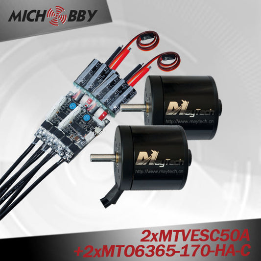 Maytech 6365 170kv brushless motor with closed motor and 50A VESC based controller for eskate