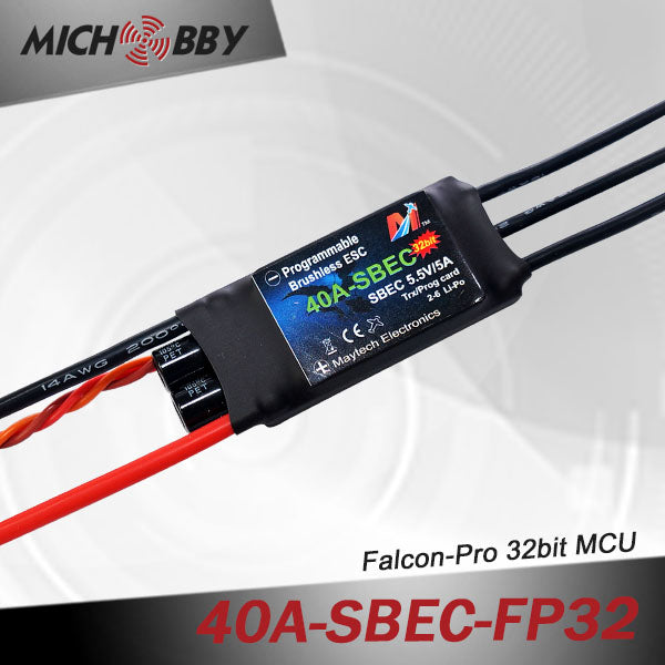 40A 6S FP Brushless ESC 32bit Speed Controller for RC Airplanes MT40A‐SBEC‐FP32