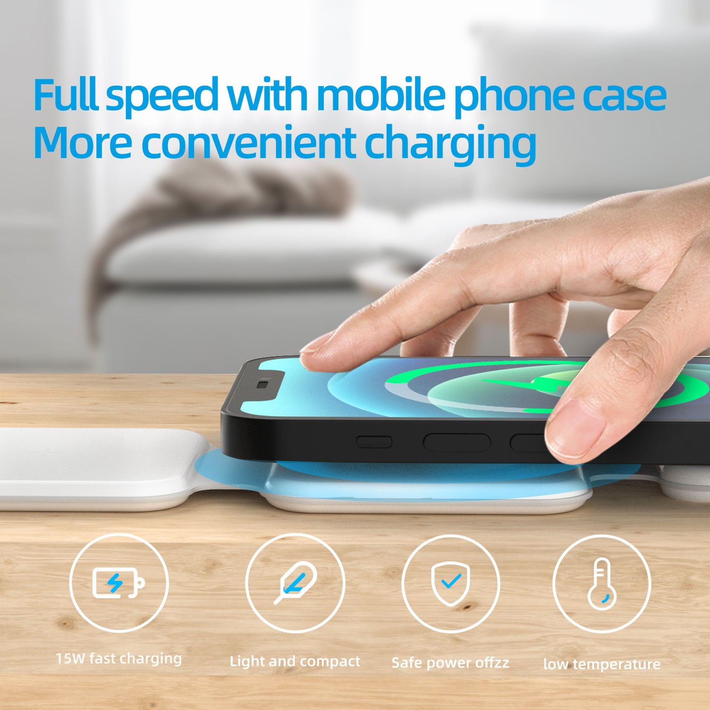 15W Mini Convernient Folding Wireless Charger 3in1 For iPhone 13 12 11 X XS XR Pro Max Samsung S21 S20 S9 S8 Note Qi Fast Charging Station