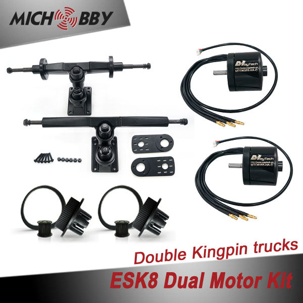 In Stock! Esk8 Dual 6355 Motor Kit Electric longboard kit dual motor trucks with motor mounts and pulleys