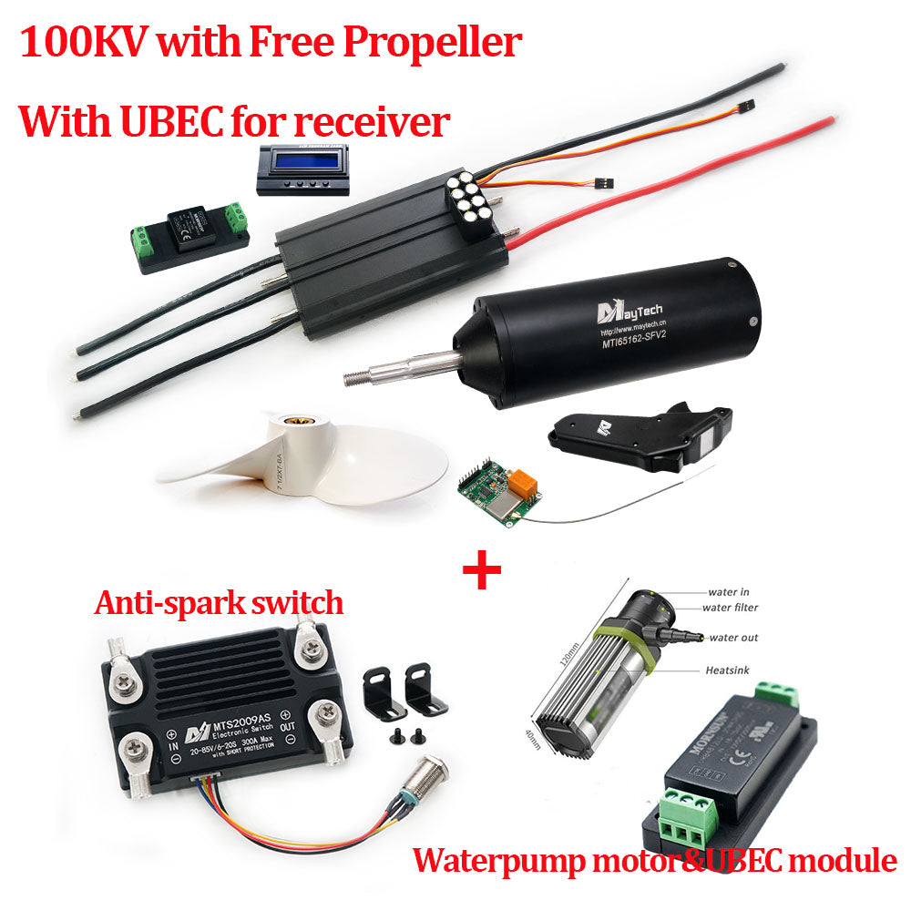 Maytech Efoil Kit with MTI65162 Motor 300A Splash waterproof ESC 1905WF Remote With 300A Anti-spark switch and Waterpump