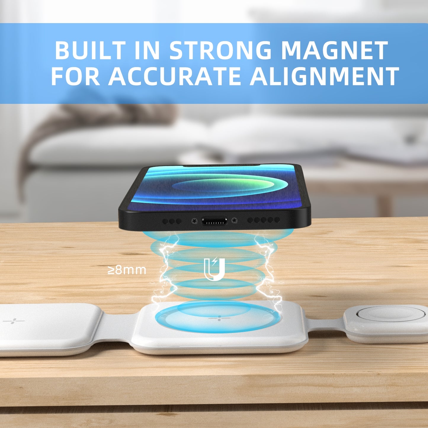 15W Mini Convernient Folding Wireless Charger 3in1 For iPhone 13 12 11 X XS XR Pro Max Samsung S21 S20 S9 S8 Note Qi Fast Charging Station