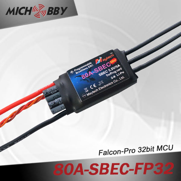 80A 6S FP Brushless ESC 32bit Speed Controller for RC Airplanes MT80A‐SBEC‐FP32