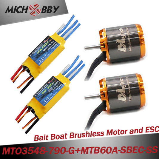 Bait Boat Motor ESC Kit 3548 790KV Dual Brushless Motors Dual 60A ESCs For Carp fishing