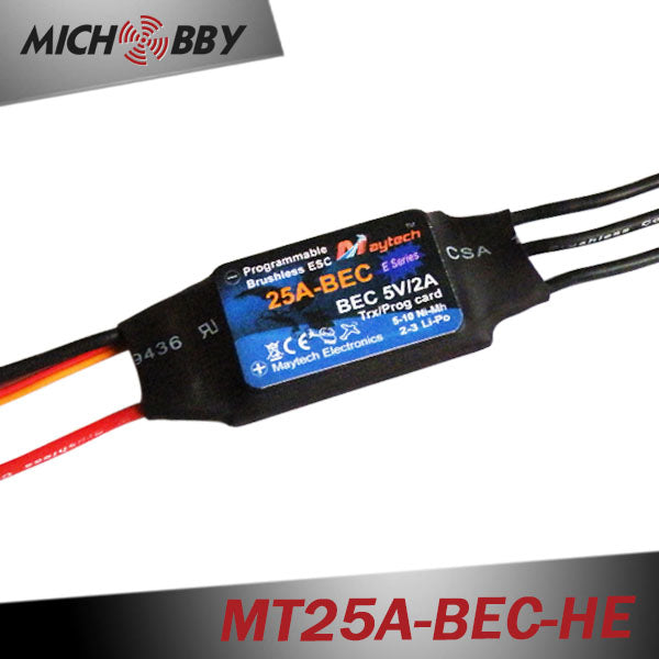 25A 3S ESC Brushless Electric Speed Controller for RC Airplanes Helicopters MT25A-BEC-HE