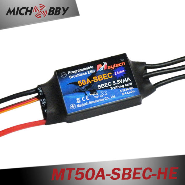 50A 4S ESC Brushless Electric Speed Controller for RC Airplanes Helicopters MT50A-SBEC-HE