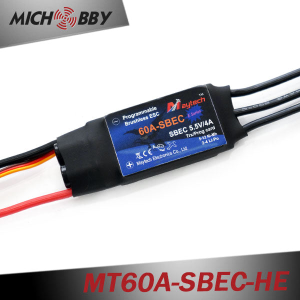 60A 6S ESC Brushless Electric Speed Controller for RC Airplanes Helicopters MT60A-SBEC-HE