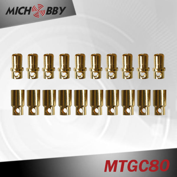 10sets/pairs Gold Plated Copper Genuine 2.0mm/2.3mm/3.0mm/3.5mm/4.0mm/5.5mm/6.0mm/6.5mm-8.0mm Amass Banana Plug Connector bullet connector