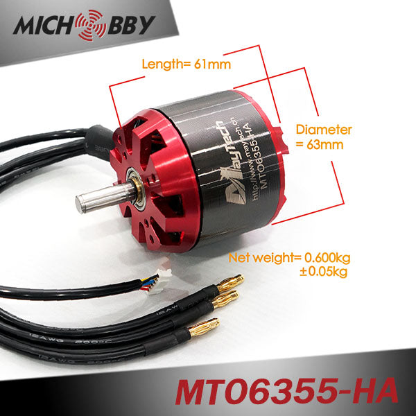 In Stock! MTO6355-190-HA/MTO6355-230-HA 6355 190/230KV Brushless Outrunner Sensored Motor Red Open Cover 8mm Shaft