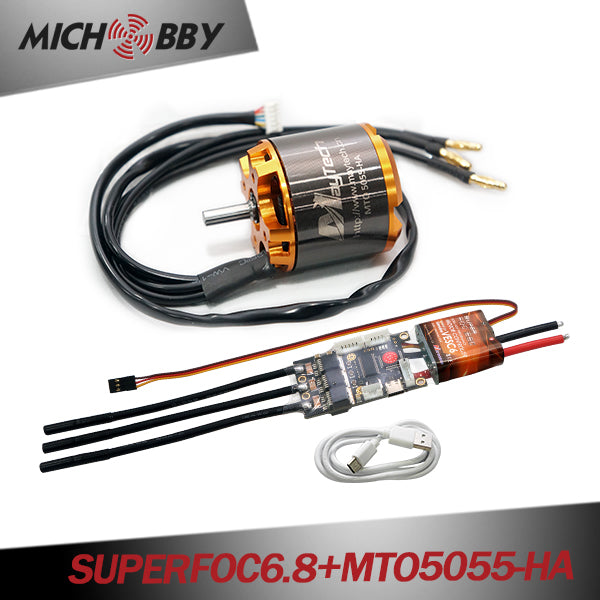 (Motor+ESC) SUPERFOC6.8 50A VESC6 based Speed Controller + Brushless Red cover motor (non-sealed motor)