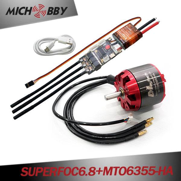 (Motor+ESC) SUPERFOC6.8 50A VESC6 based Speed Controller + Brushless Red cover motor (non-sealed motor)