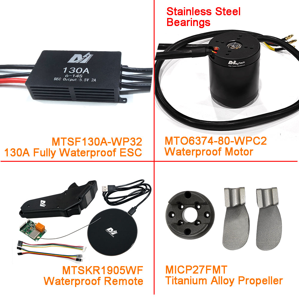 Eco Kit - Efoil DIY Foil Assist Kit ( 6374 80KV Waterproof Motor +130A Fully Waterproof ESC + MTSKR1905WF Waterproof Remote )