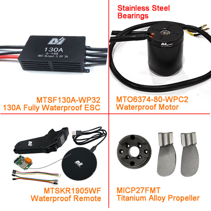 Eco Kit - Efoil DIY Foil Assist Kit ( 6374 80KV Waterproof Motor +130A Fully Waterproof ESC + MTSKR1905WF Waterproof Remote )