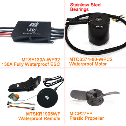Eco Kit - Efoil DIY Foil Assist Kit ( 6374 80KV Waterproof Motor +130A Fully Waterproof ESC + MTSKR1905WF Waterproof Remote )