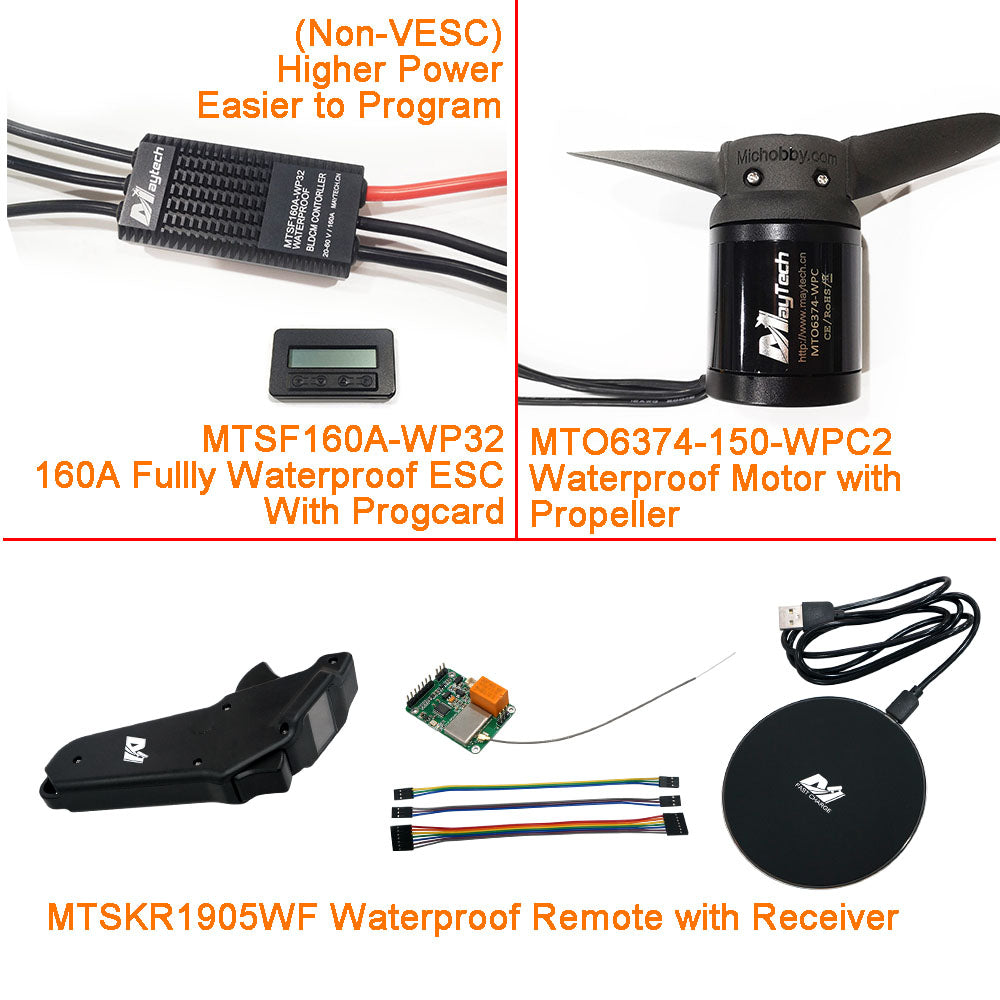 Efoil DIY Foil Assist Kit ( 6374 150KV Waterproof Motor +160A Fully Waterproof ESC + MTSKR1905WF Waterproof Remote )