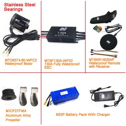 Eco Kit - Efoil DIY Foil Assist Kit ( 6374 80KV Waterproof Motor +130A Fully Waterproof ESC + MTSKR1905WF Waterproof Remote )
