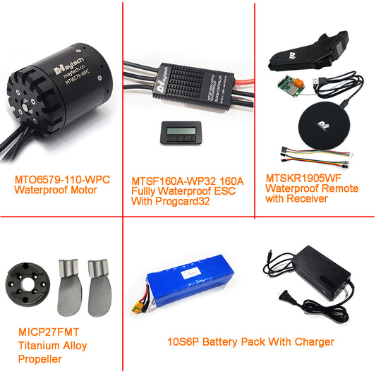 Pro Kit - Efoil DIY Foil Assist Kit ( 6579 110KV Waterproof Motor +160A Fully Waterproof ESC + MTSKR1905WF Waterproof Remote )