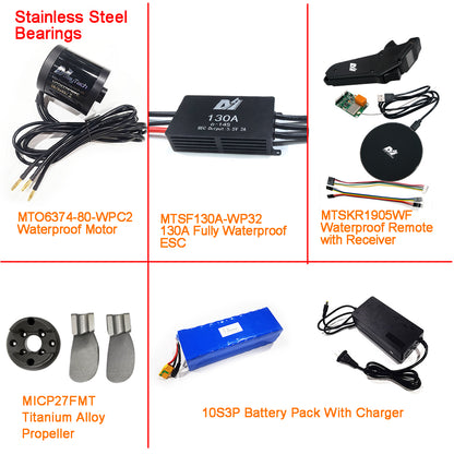Eco Kit - Efoil DIY Foil Assist Kit ( 6374 80KV Waterproof Motor +130A Fully Waterproof ESC + MTSKR1905WF Waterproof Remote )