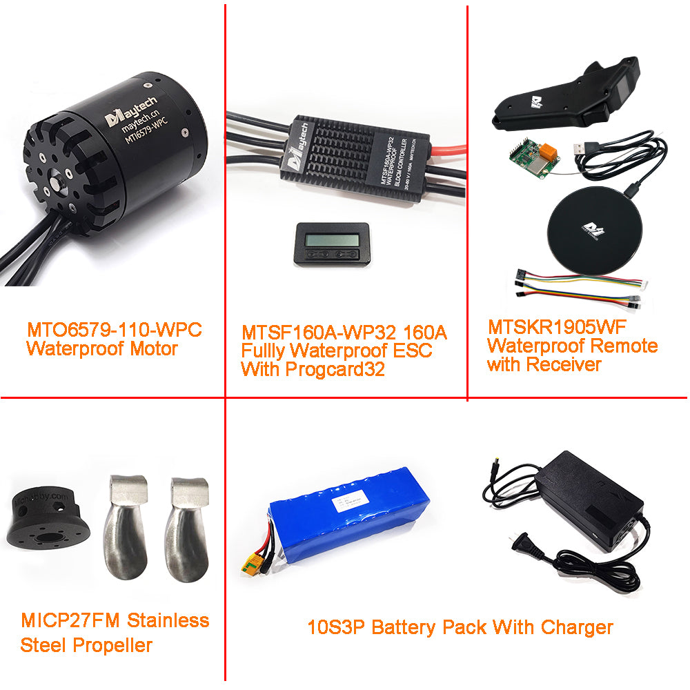(Pro Kit) Efoil DIY Foil Assist Kit ( 6579 110KV Waterproof Motor +160A Fully Waterproof ESC + MTSKR1905WF Waterproof Remote )