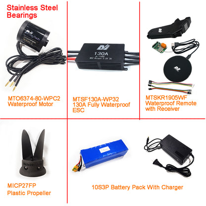 Eco Kit - Efoil DIY Foil Assist Kit ( 6374 80KV Waterproof Motor +130A Fully Waterproof ESC + MTSKR1905WF Waterproof Remote )