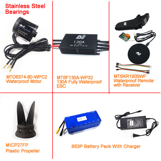 Eco Kit - Efoil DIY Foil Assist Kit ( 6374 80KV Waterproof Motor +130A Fully Waterproof ESC + MTSKR1905WF Waterproof Remote )