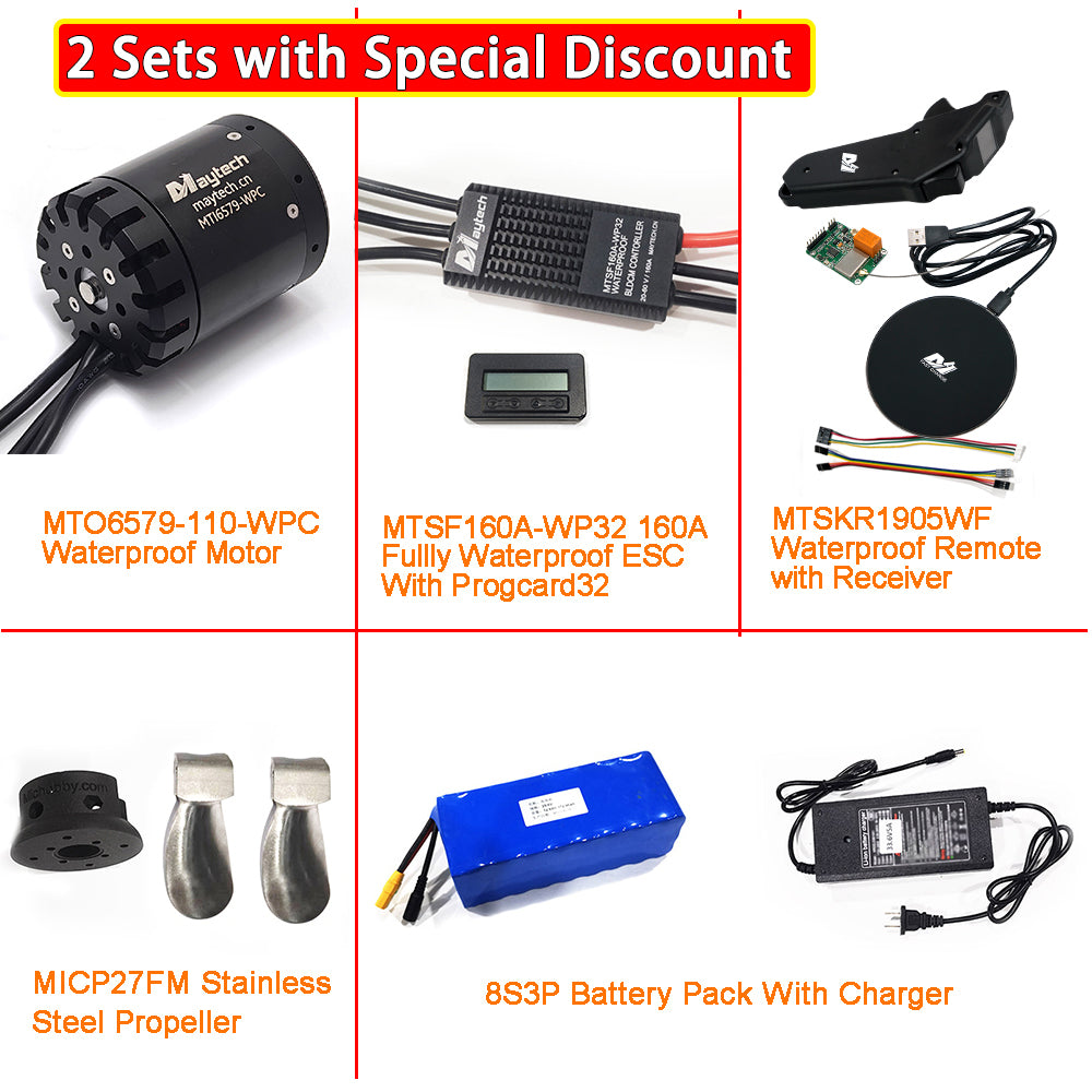 (Pro Kit) Efoil DIY Foil Assist Kit ( 6579 110KV Waterproof Motor +160A Fully Waterproof ESC + MTSKR1905WF Waterproof Remote )