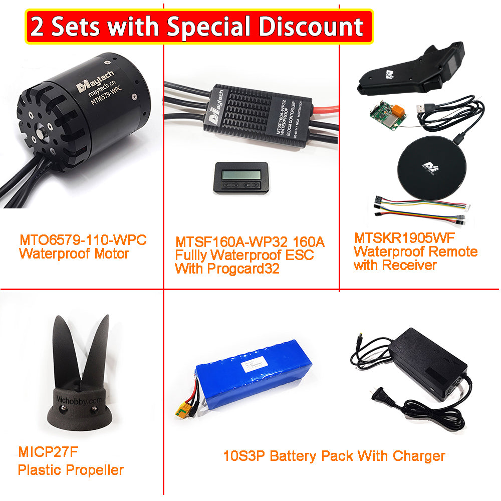 (Pro Kit) Efoil DIY Foil Assist Kit ( 6579 110KV Waterproof Motor +160A Fully Waterproof ESC + MTSKR1905WF Waterproof Remote )