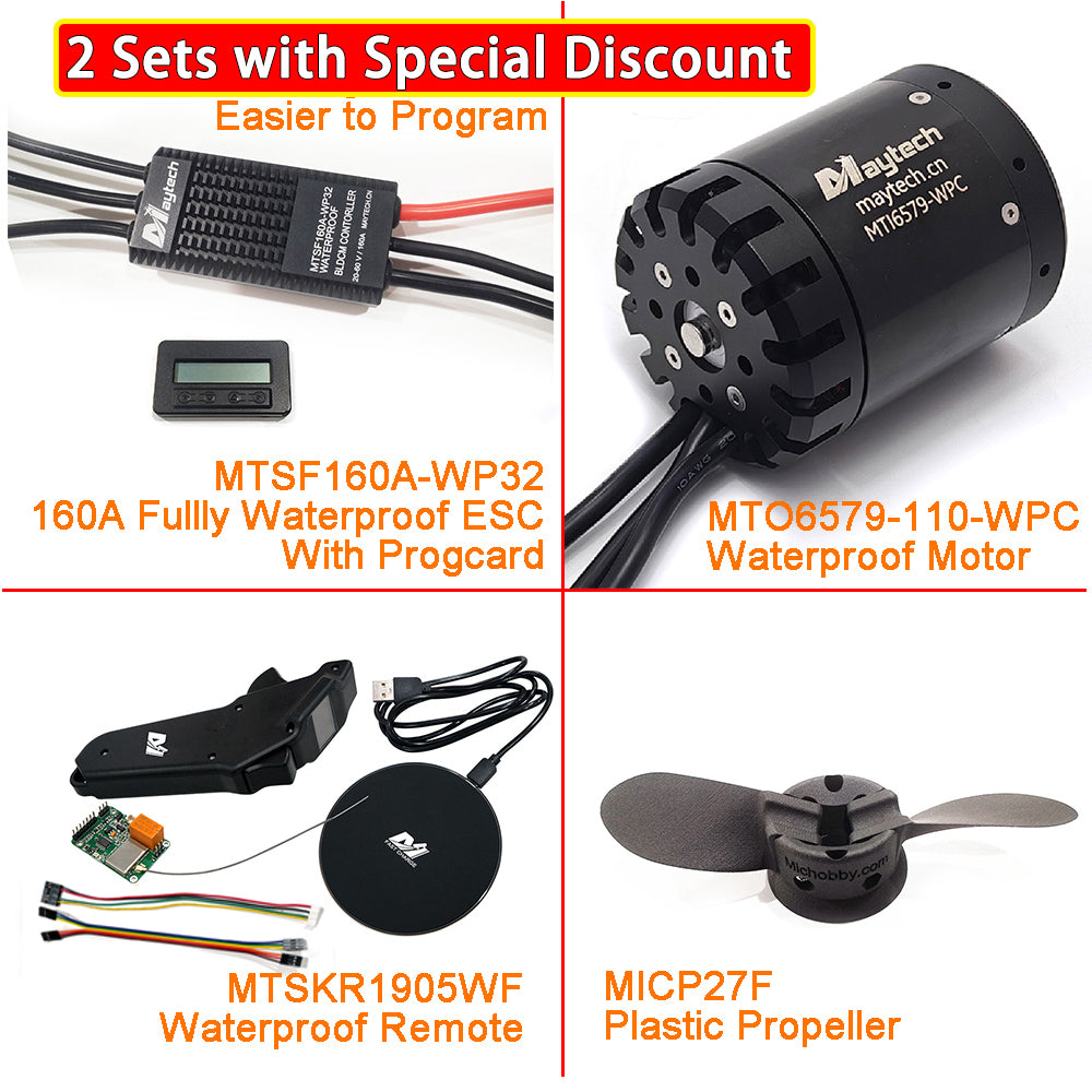 (Pro Kit) Efoil DIY Foil Assist Kit ( 6579 110KV Waterproof Motor +160A Fully Waterproof ESC + MTSKR1905WF Waterproof Remote )