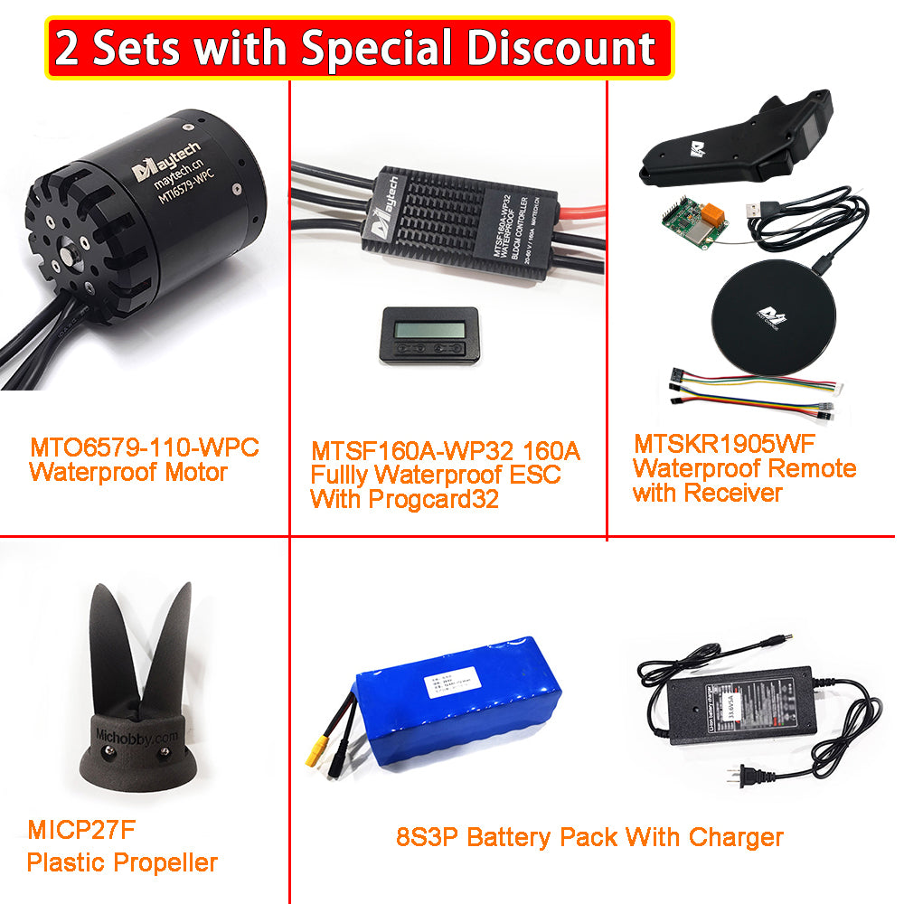 (Pro Kit) Efoil DIY Foil Assist Kit ( 6579 110KV Waterproof Motor +160A Fully Waterproof ESC + MTSKR1905WF Waterproof Remote )