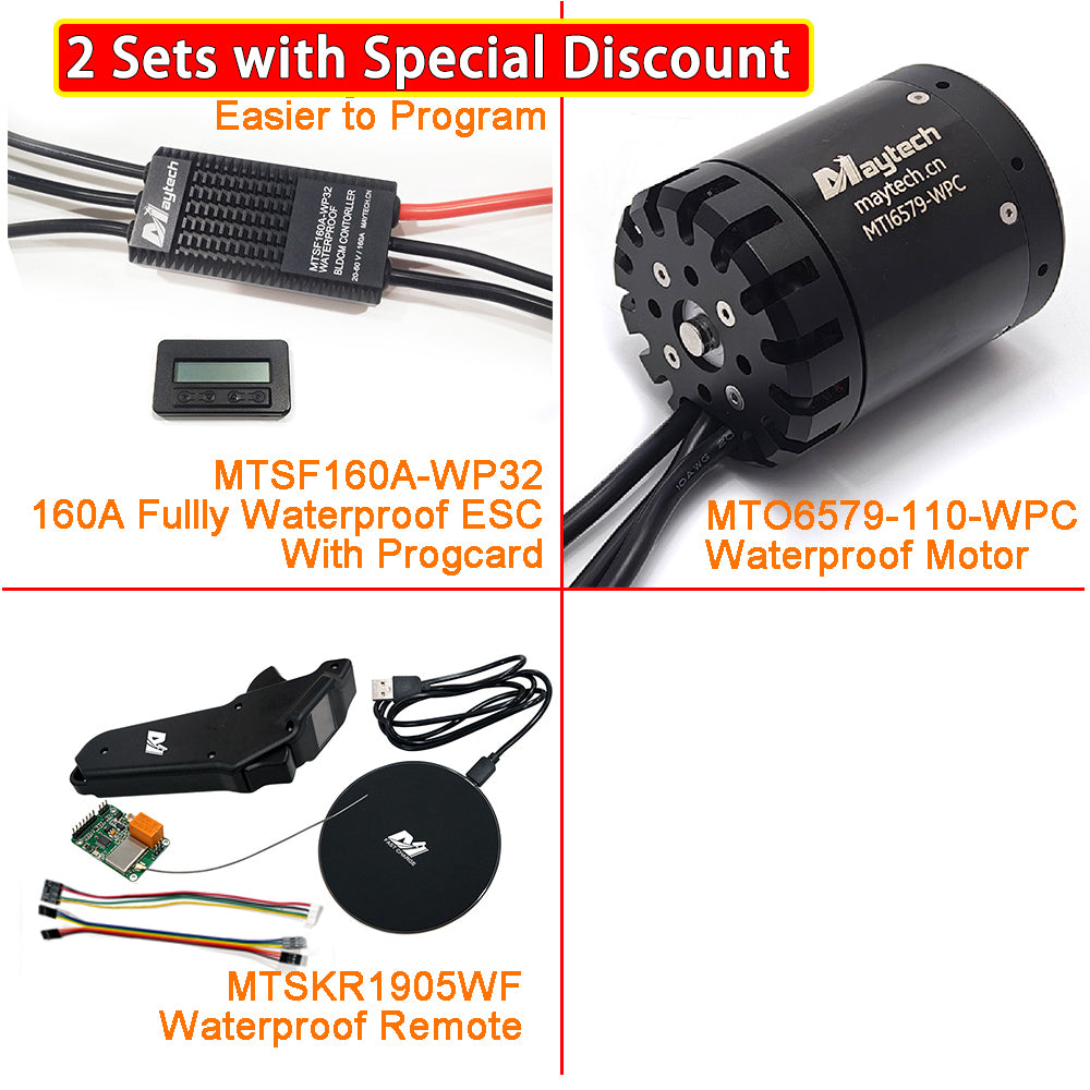 (Pro Kit) Efoil DIY Foil Assist Kit ( 6579 110KV Waterproof Motor +160A Fully Waterproof ESC + MTSKR1905WF Waterproof Remote )
