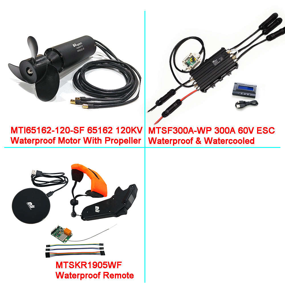 Maytech Fully Waterproof Efoil Kits MTI65162 Motor + 300A ESC + 1905WF Remote + MTS2009AS Switch + 12V 30W Water Pump