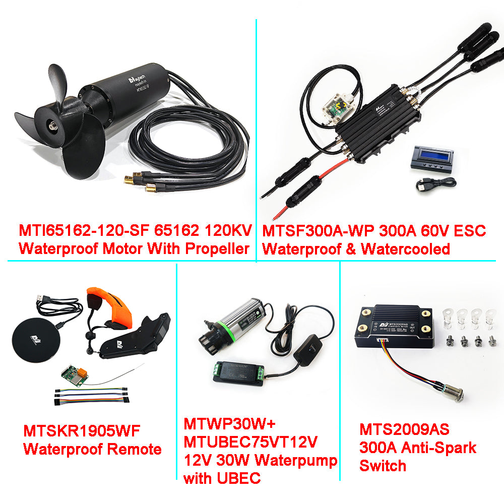 Maytech Fully Waterproof Efoil Kits MTI65162 Motor + 300A ESC + 1905WF Remote + MTS2009AS Switch + 12V 30W Water Pump