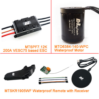 Efoil DIY Foil Assist Kit ( 6384 140KV Waterproof Motor + 200A VESC75 based ESC + MTSKR1905WF Waterproof Remote )